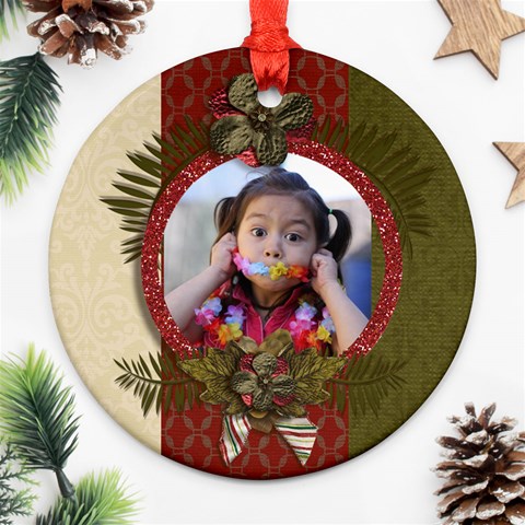 Round Ornament (two Sides): Christmas6 By Jennyl Front