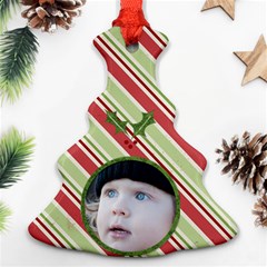 Striped Mistletoe Ornament - Christmas Tree Ornament (Two Sides)