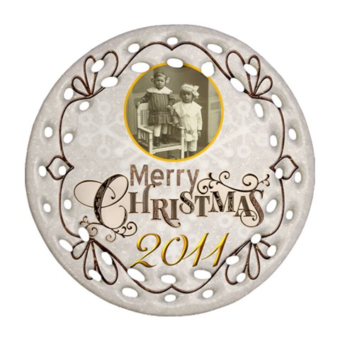 Merry Christmas 2011 Double Sided Filigree Ornament By Catvinnat Front