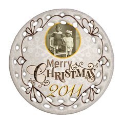 Merry Christmas 2011 double sided filigree ornament - Round Filigree Ornament (Two Sides)