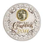 Merry Christmas 2011 double sided filigree ornament - Round Filigree Ornament (Two Sides)