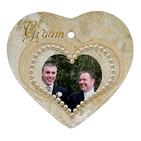 Bride & Groom Heart Double Sided Ornament By Catvinnat Back