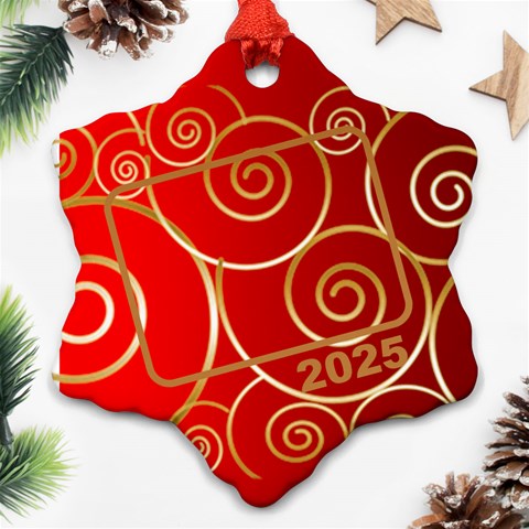 Red And Gold 2025 Snowflake (2 Sided) By Deborah Back