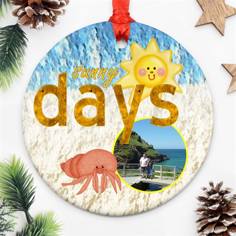 Sunny Days Round Double Sided Ornament By Catvinnat Front