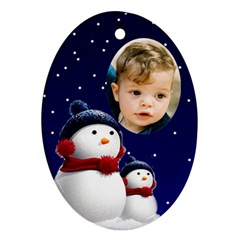 Snowmen Oval Ornament (2 sided) - Oval Ornament (Two Sides)