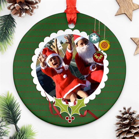 Round Ornament (two Sides): Holidays2 By Jennyl Front