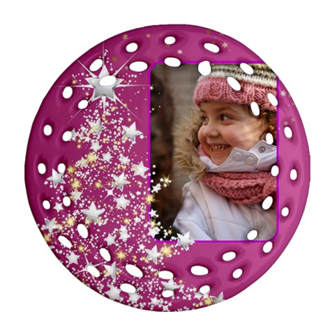 Pink Christmas Tree Filigree Ornament (2 Sided) By Deborah Front