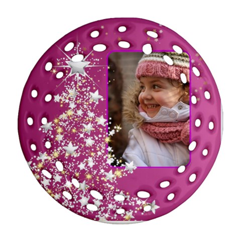 Pink Christmas Tree Filigree Ornament (2 Sided) By Deborah Front