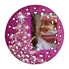 Pink Christmas Tree Filigree ornament (2 sided) - Round Filigree Ornament (Two Sides)