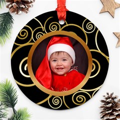 Black and Gold Round Ornament - Ornament (Round)