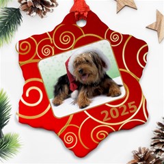 Red and Gold 2025 Snowflake - Ornament (Snowflake)