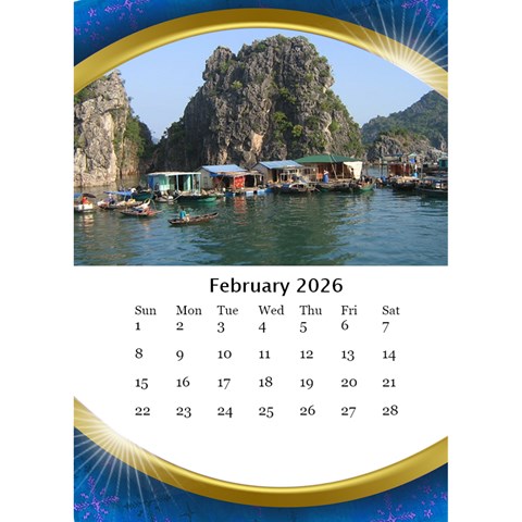 Desktop Calendar With Class In Blue (6x8 5) By Deborah Feb 2026