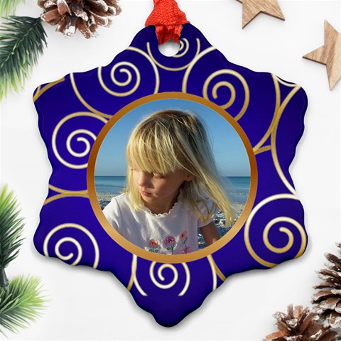 Blue And Gold Snowflake (2 Sided) By Deborah Front