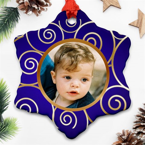 Blue And Gold Snowflake (2 Sided) By Deborah Back