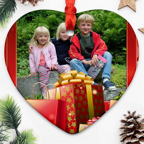 Presents Heart Ornament By Deborah Front