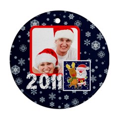 Santa Rudolf Penguin Round Double Sided ornament - Round Ornament (Two Sides)