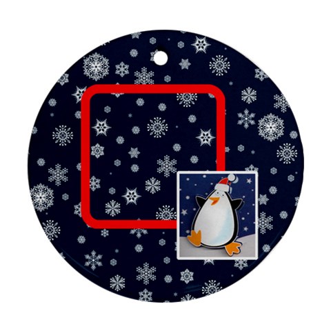Santa Rudolf Penguin Round Double Sided Ornament By Catvinnat Back