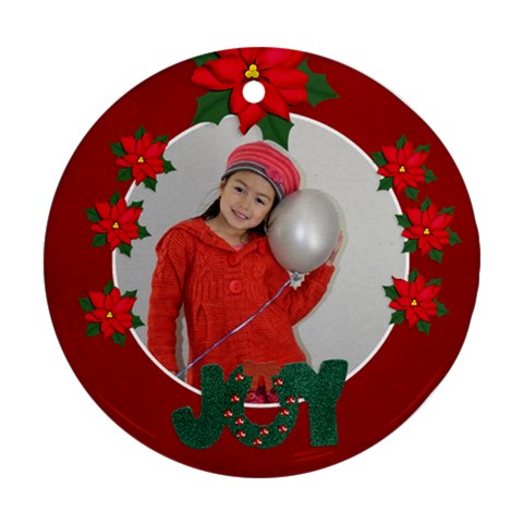 Round Ornament (two Sides) : Poinsettia3 By Jennyl Front