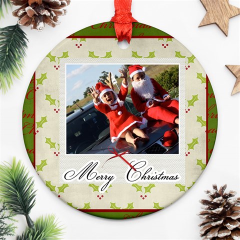 Round Ornament (two Sides) : Merry Christmas By Jennyl Front