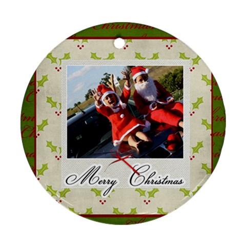 Round Ornament (two Sides) : Merry Christmas By Jennyl Front