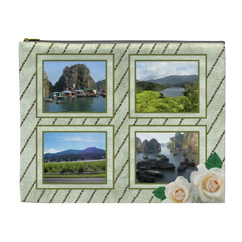Framed In Light Gold (xl) Cosmetic Bag By Deborah Front