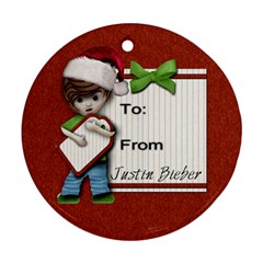 Justin Bieber Ornament (Cute) - Ornament (Round)