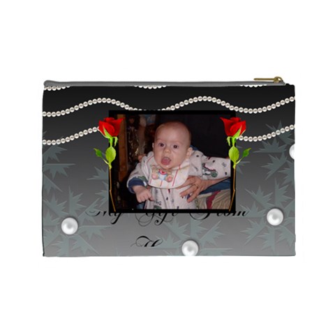 Pearls And Roses Large Cosmetic Bag By Kim Blair Back