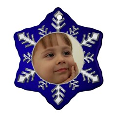 Blue and Silver Snowflake Ornament (2 sided) - Snowflake Ornament (Two Sides)