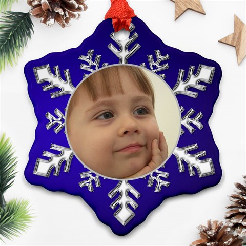 Blue And Silver Snowflake Ornament (2 Sided) By Deborah Back