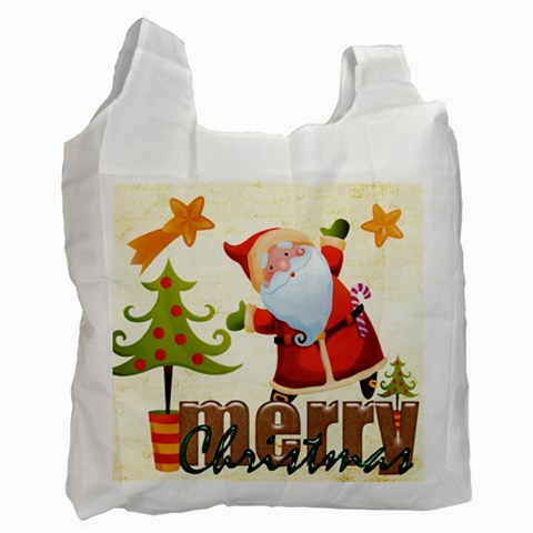 Merry Christmas Gift Bag Double Side Recycle Bag By Catvinnat Front