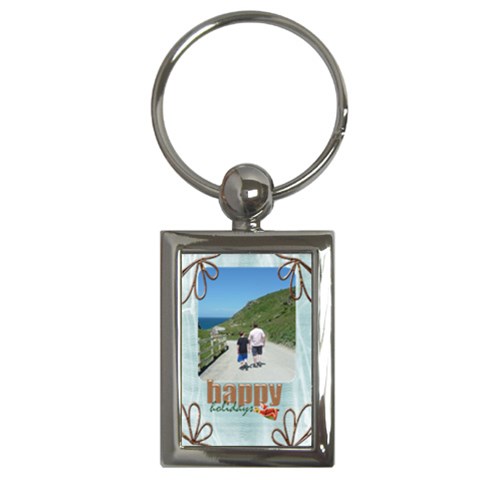 Happy Holidays Rectangle Keychain Keyring By Catvinnat Front