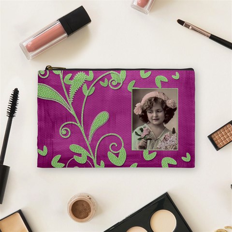Purple Heart Medium Cosmetic Bag By Catvinnat Front