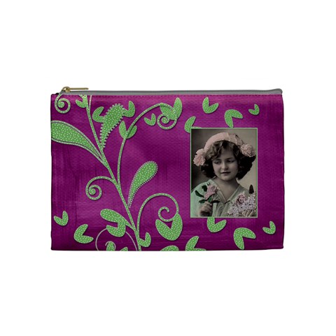 Purple Heart Medium Cosmetic Bag By Catvinnat Front