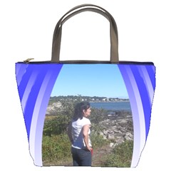 Varigated Blue Ribbon Bucket Bag