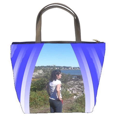 Varigated Blue Ribbon Bucket Bag By Kim Blair Back