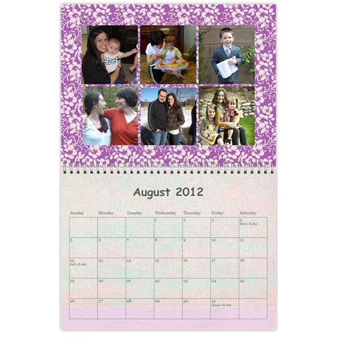 2012 Calendar By Janene Aug 2012