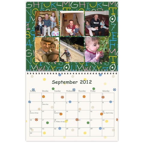 2012 Calendar By Janene Sep 2012