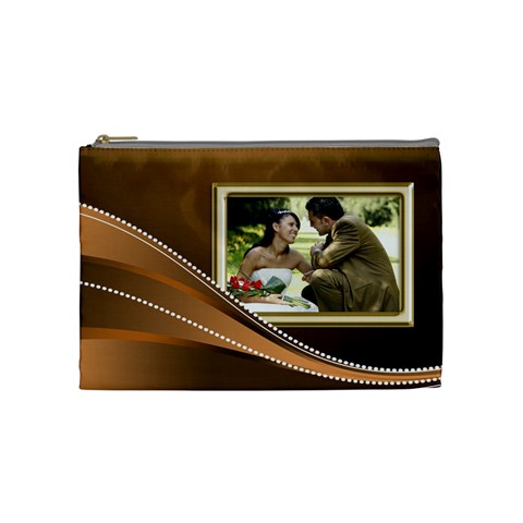 Gold Medium Cosmetic Bag By Deborah Front