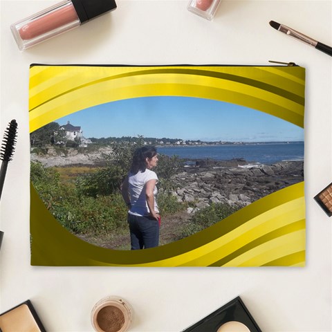 Gold Ribbbon Xl Cosmetic Bag By Kim Blair Back
