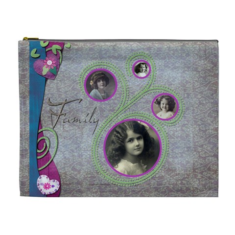 Family Scroll Extra Large Cosmetic Bag By Catvinnat Front