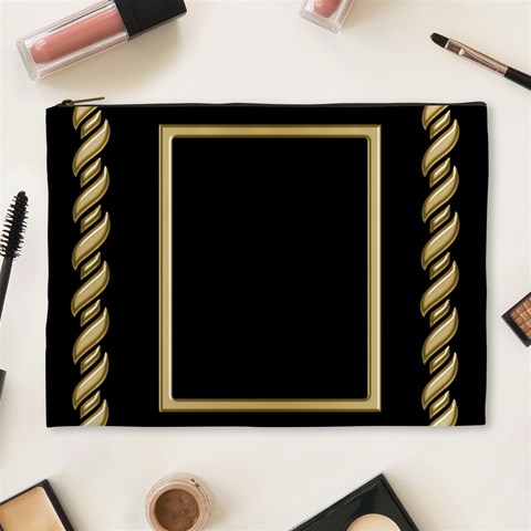 Black And Gold (xl) Cosmetic Bag By Deborah Front