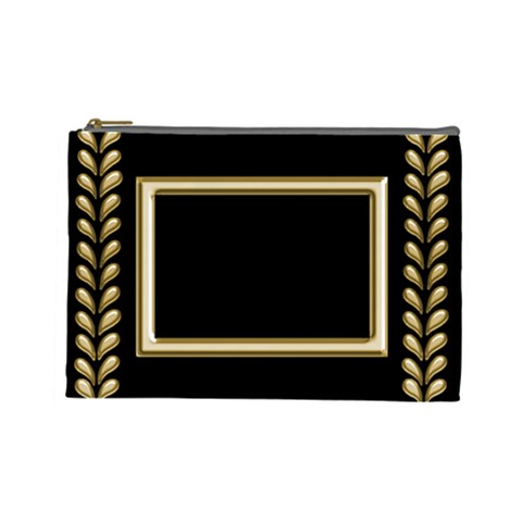 Black And Gold (large) Cosmetic Bag By Deborah Front