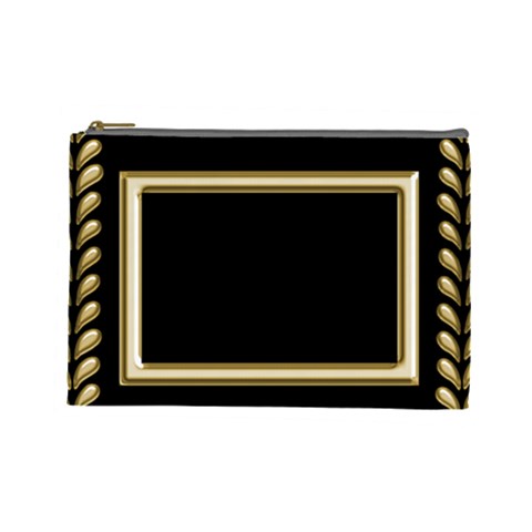 Black And Gold (large) Cosmetic Bag By Deborah Front