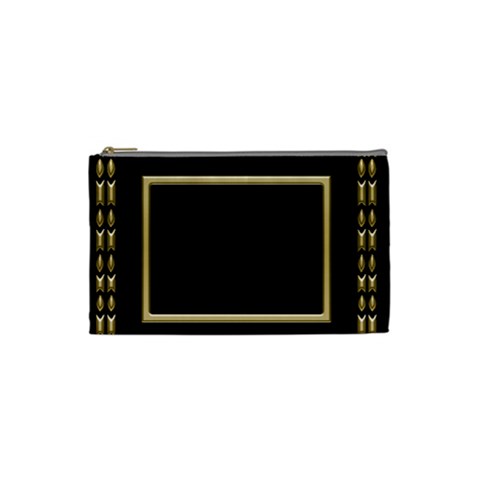 Black And Gold (small) Cosmetic Bag By Deborah Front