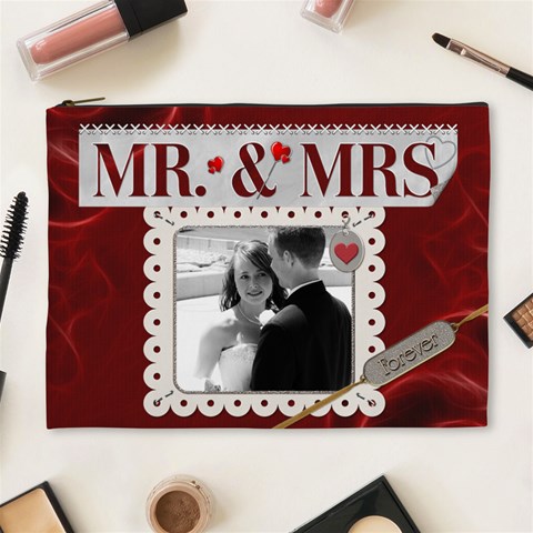 Mr  And Mrs  Xl Cosmetic Bag By Lil Front