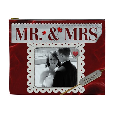 Mr  And Mrs  Xl Cosmetic Bag By Lil Front
