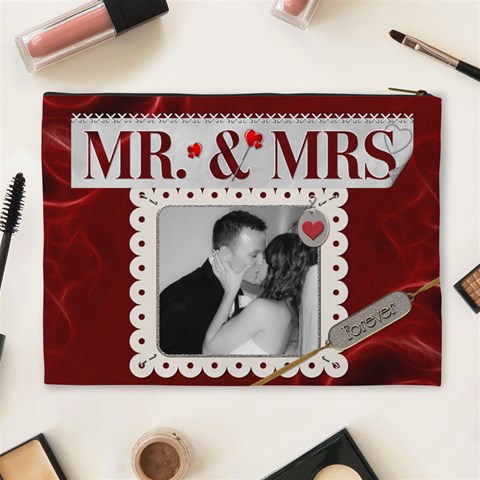 Mr  And Mrs  Xl Cosmetic Bag By Lil Back