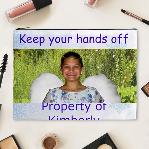 Hands Off Xl Cosmetic Bag By Kim Blair Front