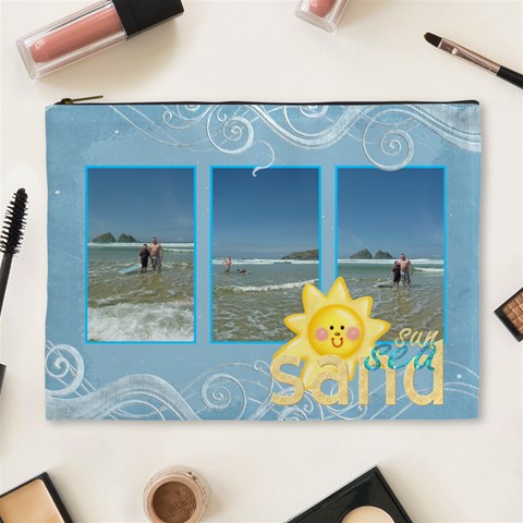 Sun Sea Sand Extra Large Cosmetic Bag By Catvinnat Front