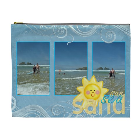 Sun Sea Sand Extra Large Cosmetic Bag By Catvinnat Front